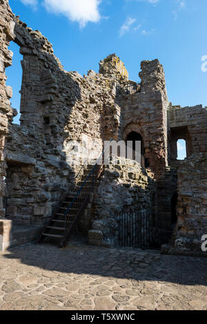 Interior of the Gatehouse at Dunstanburgh Castle, Northumberland, England, UK Stock Photo