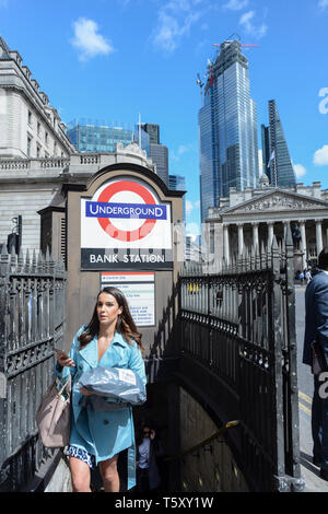 Entrance to Bank Station underground station, City of London, UK Stock Photo