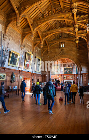 The Kings Hall, part of the State Rooms, at Bamburgh Castle, Northumberland, England, UK Stock Photo