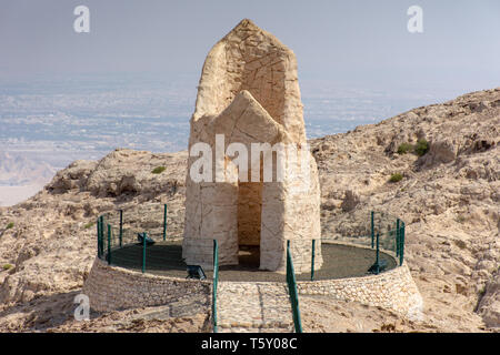 Landmark viewpoint on top of Jebal Hafeet in Al Ain, Abu Dhabi, United Arab Emirates. Stock Photo