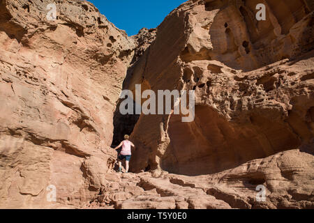 woman at the the solomons pillars in timna national park in israel near Eilat Stock Photo