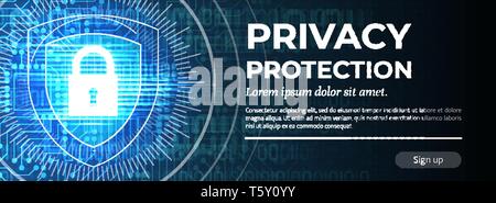 Privacy Protection. The Blue Modern Background. Vector. Stock Vector
