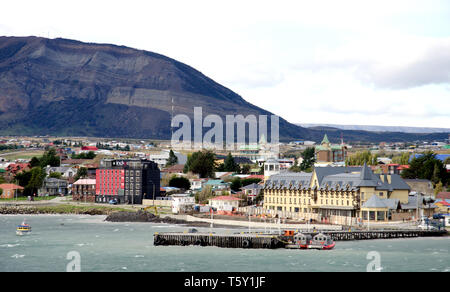 Puerto Natales, a town and port in southern Chile and a 'gateway' to the Torres del Paine national park Stock Photo