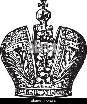 Royal crown, Vintage engraving drawing style illustration Stock Vector ...