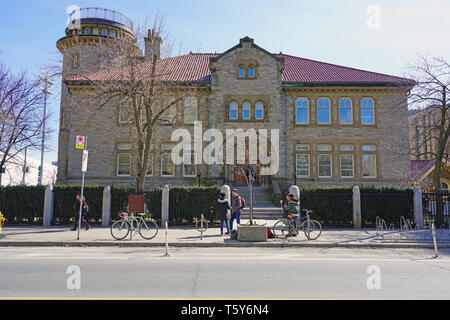 TORONTO, CANADA -29 MAR 2019- View of the campus of the University of Toronto, located around Queen's Park, founded in 1827 as King's College, in down Stock Photo