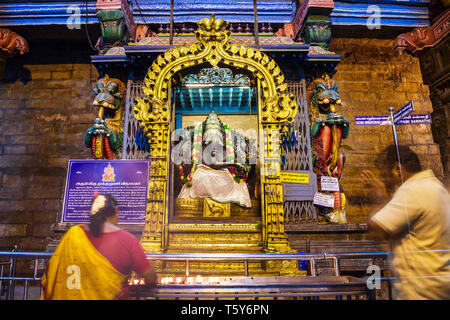 MADURAI, INDIA - MARCH 23, 2012: Ganesha murti inside Meenakshi Temple, a historic hindu temple in Madurai city in Tamil Nadu in India Stock Photo