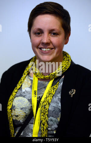 Edinburgh, Scotland, United Kingdom, 27, April, 2019. SNP Westminster deputy leader Kirsty Blackman at the Scottish National Party's Spring Conference in the Edinburgh International Conference Centre. © Ken Jack / Alamy Live News Stock Photo