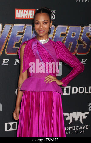 Zoe Saldana  04/22/2019 The world premiere of Marvel Studios 'Avengers: Endgame' held at The Los Angeles Convention Center in Los Angeles, CA Photo: Cronos/Hollywood News Stock Photo