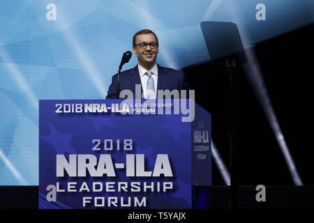 May 4, 2018 - Dallas, Texas, U.S. - Chris W. Cox, executive director of the NRA Institute for Legislative Action, speaks during the National Rifle Association (NRA) annual meeting leadership forum on Friday, May 4, 2018 in Dallas, Texas.  Â© 2018 Patrick T. Fallon (Credit Image: © Patrick Fallon/ZUMA Wire) Stock Photo