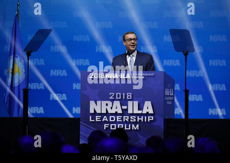 May 4, 2018 - Dallas, Texas, U.S. - Chris W. Cox, executive director of the NRA Institute for Legislative Action, speaks during the National Rifle Association (NRA) annual meeting leadership forum on Friday, May 4, 2018 in Dallas, Texas.  Â© 2018 Patrick T. Fallon (Credit Image: © Patrick Fallon/ZUMA Wire) Stock Photo