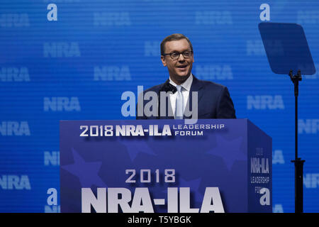 May 4, 2018 - Dallas, Texas, U.S. - Chris W. Cox, executive director of the NRA Institute for Legislative Action, speaks during the National Rifle Association (NRA) annual meeting leadership forum on Friday, May 4, 2018 in Dallas, Texas.  Â© 2018 Patrick T. Fallon (Credit Image: © Patrick Fallon/ZUMA Wire) Stock Photo