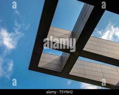 GLASGOW, SCOTLAND - 27th APRIL 2019: An abstract close up of the Emirates Arena on a sunny day. Stock Photo