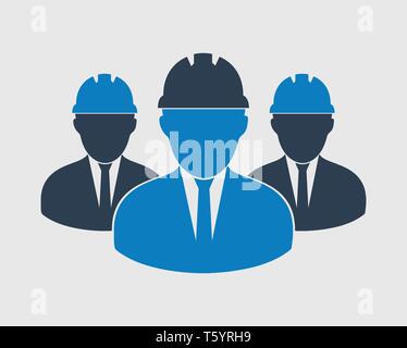 Engineer Team Icon on gray Background. Stock Vector