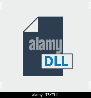 Dynamic Link Library (DLL) file format Icon on gray background. Stock Vector