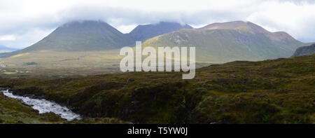 Moorlands, boglands, peatlands, glens and hills in the isle of Skye, Scotland Stock Photo