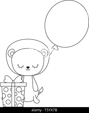 cute lion with helium balloon Stock Vector Image & Art - Alamy