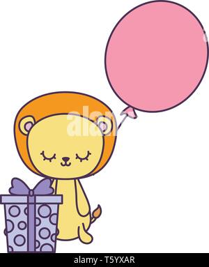 cute lion with helium balloon Stock Vector Image & Art - Alamy