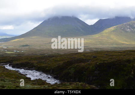 Moorlands, boglands, peatlands, glens and hills in the isle of Skye, Scotland Stock Photo