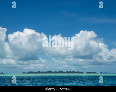 Approach to Koror Island in palau, South Pacific islands on a sunny day Stock Photo