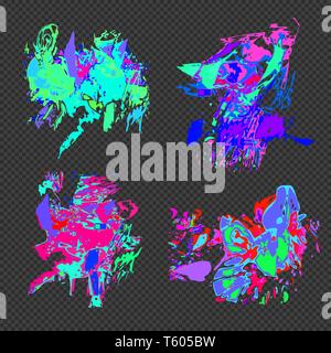 vector vibrant various colors modern art graphic design elements glitches set abstract digital damaged data file error templates on transparent dark b Stock Vector