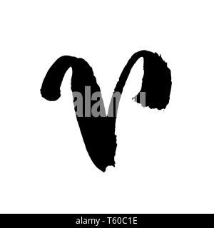 Zodiac sign Aries. Vector dry brush illustration isolated on white background. Stock Vector