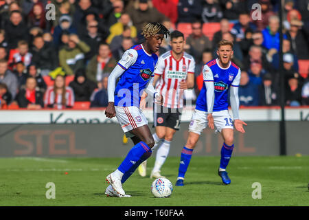 27th April 2019, Bramall Lane, Sheffield, England; Sky Bet Championship, Sheffield United vs Ipswich Town ;   Trevoh Chalobah (06) of Ipswich with the ball    Credit: Craig Milner/News Images  English Football League images are subject to DataCo Licence Stock Photo