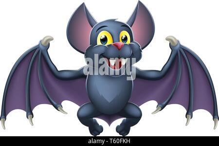 Cute Bat Halloween Vampire Animal Cartoon Stock Vector