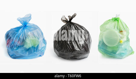 Three big blacks garbage bags full of trash Stock Photo - Alamy