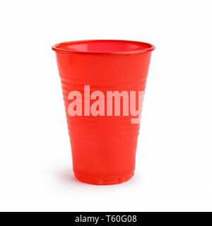Red plastic cup on white Stock Photo