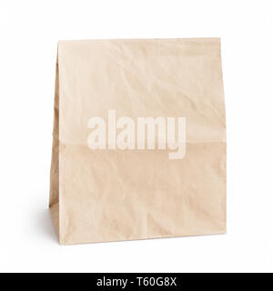 Brown paper bag on white Stock Photo