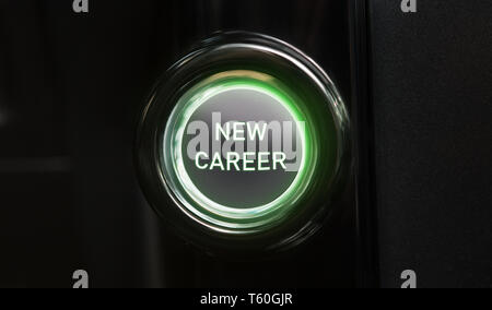 Text New career on green lighted button Stock Photo