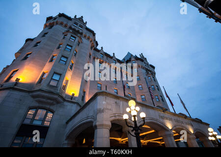 OTTAWA, CANADA - NOVEMBER 12, 2018:  entrance to the Fairmont Chateau Laurier hotel in downtown Ottawa, Ontario. Part of the Fairmont group, it is a l Stock Photo