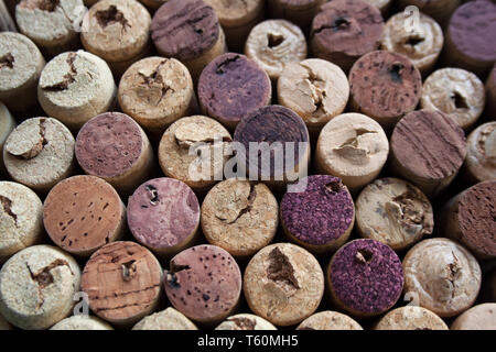 Wine corks textured palette abstract background close up Stock Photo