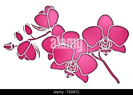 Paper cut purple silhouette orchids branch vector Stock Vector