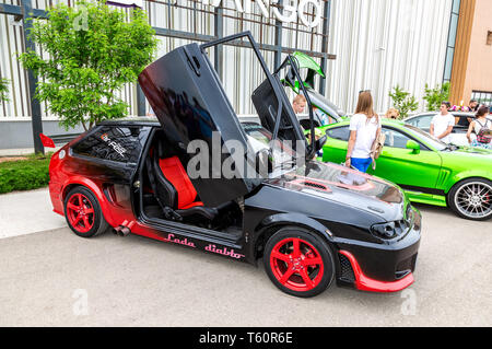 Samara, Russia - May 19, 2018: Tuned Russian automobile Lada at the city street Stock Photo