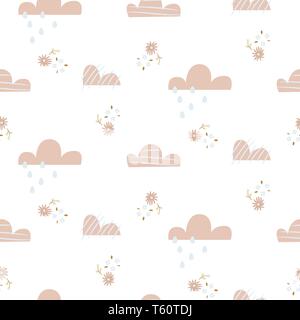 Cloud pattern. Cute sky seamless vector background for kid textile print. Stock Vector