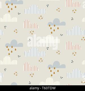 Cloud pattern. Cute sky seamless vector background for kid textile print. Stock Vector