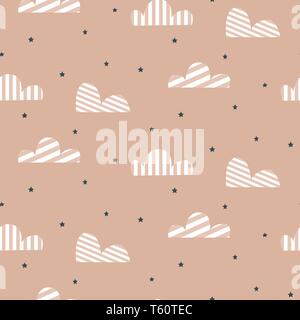 Cloud pattern. Cute sky seamless vector background for kid textile print. Stock Vector