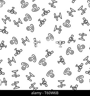 Satellite Gps Navigation Seamless Pattern Vector Stock Vector