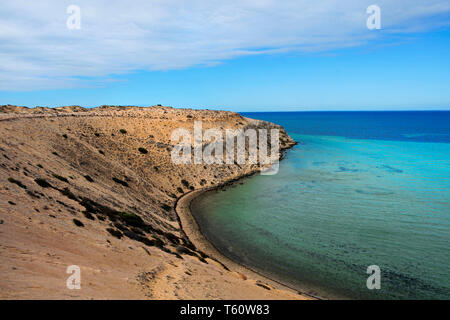 Eagle Bluff features a spectacularly high cliff that overlooks the Denham Sound near Shark Bay Stock Photo