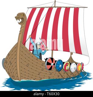 Viking Ship Vector Illustration Stock Vector
