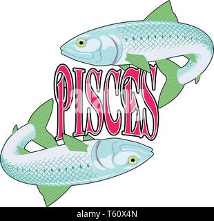 Pisces Zodiac Sign Vector Illustration Stock Vector