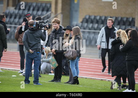 The cast of 'TOWIE' attend a football match for the #boysbareall campaign at the home of Chelmsford City FC, Melbourne Stadium  Where: Essex, United Kingdom When: 28 Mar 2019 Credit: WENN.com Stock Photo