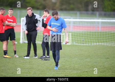 The cast of 'TOWIE' attend a football match for the #boysbareall campaign at the home of Chelmsford City FC, Melbourne Stadium  Where: Essex, United Kingdom When: 28 Mar 2019 Credit: WENN.com Stock Photo