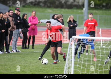 The cast of 'TOWIE' attend a football match for the #boysbareall campaign at the home of Chelmsford City FC, Melbourne Stadium  Where: Essex, United Kingdom When: 28 Mar 2019 Credit: WENN.com Stock Photo