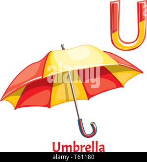 Vector alphabet letter U. Umbrella Stock Vector