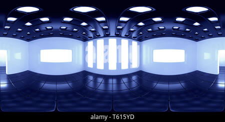 8K HDRI map, spherical environment panorama background, modern high contrast interior light source rendering (blue 3d equirectangular rendering) Stock Photo