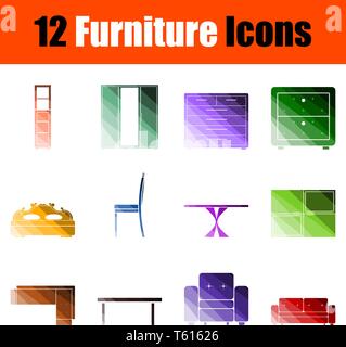 Furniture Icon Set. Flat Color Ladder Design. Vector Illustration. Stock Vector