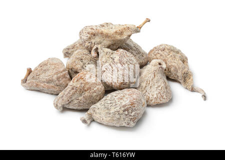 Heap of small sweet spanish dried figs isolated on white background Stock Photo