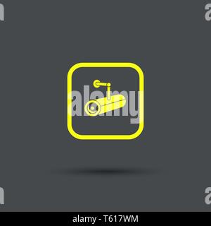 CCTV Camera Icon. Isolated. Yellow sign on the gray background. Exclusive Symbols. Vector Illustration. Stock Vector